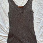 Belldini shimmer Charcoal grey gray Ribbed scope neck Tank Top Size M Photo 0