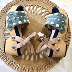 NWOT Clone Pink Pearl Detail Blue Denim Wooden Clog Sandals Size EU 37 Photo 9