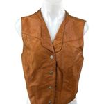 wilson's leather Wilsons Tan Brown 100% Leather Sleeveless Cowgirl Button Up Vest Jacket Size M Photo 0