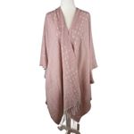 Gentle Fawn  Womens Fringed‎ Poncho Size M/L Pink Open Cape Shawl Wrap Comfy NEW Photo 1