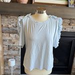 Rebecca Taylor  Light Blue Ruffle Sleeve Tee Photo 4