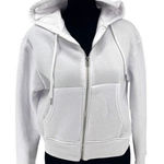 Womens Drawstring Full Zip Up Cropped Hoodie‎ Sweatshirt White Size Small Photo 0