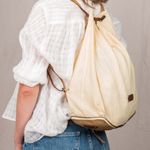 Biba Purse Backpack Convertible Packable Leather Cotton Travel Black Brown Photo 12