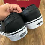 Vans off the wall black leather slip on shoes sneakers women’s 8 new Photo 0