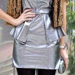 H&M Metallic Silver Peplum Bodycon Dress Photo 0