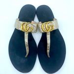 Gucci  Metallic Gold leather GG marmont thong sandals flat EU 39.5 Photo 0