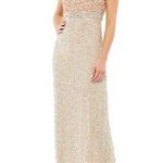 Mac Duggal 93603 Nude Sequined High Neck Sleeveless Column Gown Size 4 Photo 0