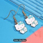 Hello Kitty  Sky Blue Earrings - Adorable Bow and Heart Design Photo 0
