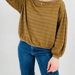 Free People  off the shoulder boho crocheted top longsleeve tan size s Photo 5
