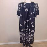 Anthony Richards Vintage Black Floral Pleated V-neck Midi Nightgown pockets Photo 6