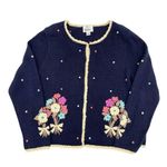 Christopher & Banks Vintage  Hand Embroidered Cardigan Sweater Flowers Size Large Photo 1