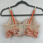 Adore Me  34B Lace‎ Floral Longline Bra Beige Peach Orange Adjustable Straps Photo 1