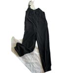 Antonio Melani Silk Jumpsuit Size 2 Black Tapered Jogger Leg Adjustable Strap Photo 3