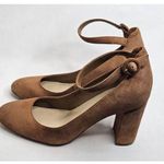 Marc Fisher  Tan Maryjane Platform Suede Block Heels Ankle Strap Womens Size 9.5 Photo 0
