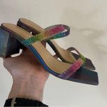 By Far Tanya multicolor rainbow iridescent crystal heeled mule sandal 37/7 Green Size 6 Photo 0