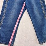 Younique Original Y2K Capri Jeans‎ Cotton Blend Floral Embroidered Size 3 Blue Photo 6