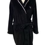Victoria's Secret Women's Black Plush Hooded with Belt & Embroidered VS Logo M/L Photo 0