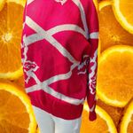 Vintage Rose Floral Geometric Knit Sweater Women's Pink Cream Retro Photo 4