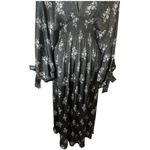 MISA Los Angeles Ales Floral Black Maxi Smocked Dress Size Medium Photo 7