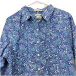 LL Bean Blue Floral Wrinkle Free Pinpoint Oxford Long Sleeve Shirt LARGE PETITE Size undefined Photo 3