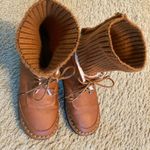 Woman short Knit Sock boots casual women's flat Boots Short Plush‎ Brown Size 5 Orange Photo 3