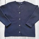 VTG Boiled Wool Cardigan Sweater Women's Size Large Eagle's Eye Button Jacket Blue Photo 0