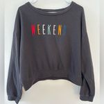 Blank Paige  Gray Cropped "Weekend" Long Sleeve Sweatshirt Size Medium‎ Photo 0