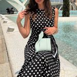ZARA  linen blend Black and White Polka Dot Dress Photo 9