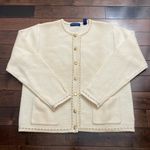Karen Scott  100% wool cardigan sweater Cream Gold tone buttons Size M Classy Photo 1