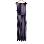 Cato Wide Leg Jumpsuit Womens XL Blue Striped Sleeveless Tie Waist Minimalist Photo 2