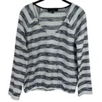 Sanctuary  V-Neck Knit Black White Stripe Lightweight Top Coastal Capsule M Photo 1
