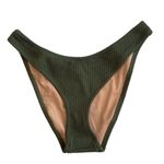ANDIE J Crew Textured Curved Waist Cheeky High Leg Bikini Bottom M Olive Green #3019 Photo 9