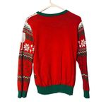 Well Worn Red Multi-Color Bright Holiday Ugly Christmas Knit Sweater Women Sz S Photo 1