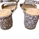 J.Crew  Lizard Snake Print Leather Block Heel Strappy Sandal size 8.5 Gray Cream Photo 6