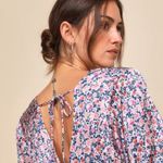 Lulus Blush Pink Floral Print Satin Babydoll Dress Size M Photo 4