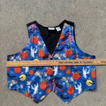 Vintage 90s Basic Editions Halloween Vest Jack'o'Lantern Ghost Bat Full Moon 2X Black Photo 4