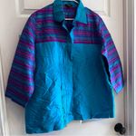 Thai Silk Vibrant Blue and Purple Shirt XL Photo 7
