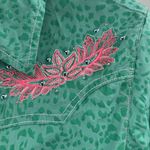 Rock 47 by Wrangler Women's Green pink Button up embroidered embellished top M Size M Photo 11