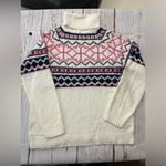 Maurice's Tinsel Fair Isle Turtleneck Sweater Ecru Combo Sz L Like New Photo 7