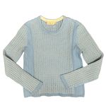 Tory Burch Honeycomb Open Knit Long Sleeve Pullover Sweater Light Blue Medium M Photo 6