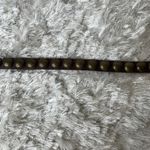Brown Narrow Leather Belt Vintage Large Brass Studs 42.5" x .75" Photo 9