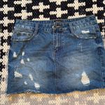 Jean skirt woman’s sz M On Twelfth mini distressed, denim zip front White Size M Photo 0