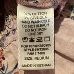 Chocolate USA  Cotton Smocked Waist Mock Neck Puff Sleeve Blouse Floral MEDIUM Photo 7