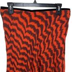 Mango Womens Animal Print Elastic Waist Flowy Midi Skirt Red Orange Black Size L Photo 2