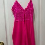 Haute Monde Pink Satin Chemise with Lace Trim Photo 1