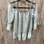 BeachLunchLounge NWT Beach Lunch Lounge Chambray Lyocell Lexi Off The Shoulder Top Bell Sleeve Photo 3