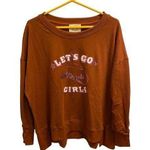 Fantastic Fawn  Sz M Lets Go Girls Crewneck Sweatshirt Brown Disco Rodeo Cowgirl Photo 0