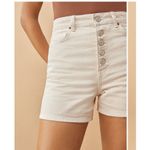 Reformation  Amy Button Fly High Rise Jean Shorts Bone Beige Cotton Size 27 Photo 1