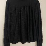 Witchy Whimsigoth Dark Fairy Black Lace High Neck Smocked Long Sleeve Top Medium Photo 0