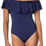 Trina Turk Women's Standard Off Shoulder Ruffle One Piece Swimsuit in Midnight Photo 0